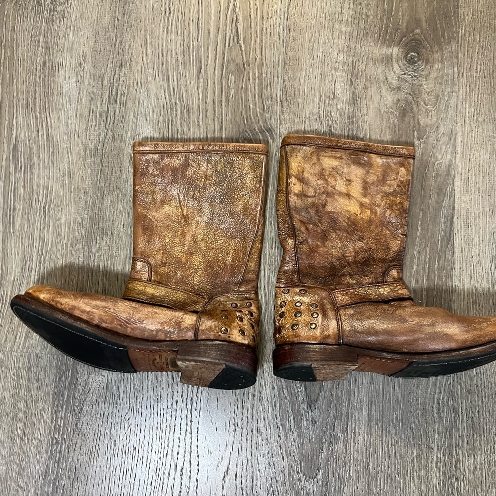 BED STU Cobbler Series Moto Boot Brown tan  Leather Studded Distressed - Picture 6 of 11